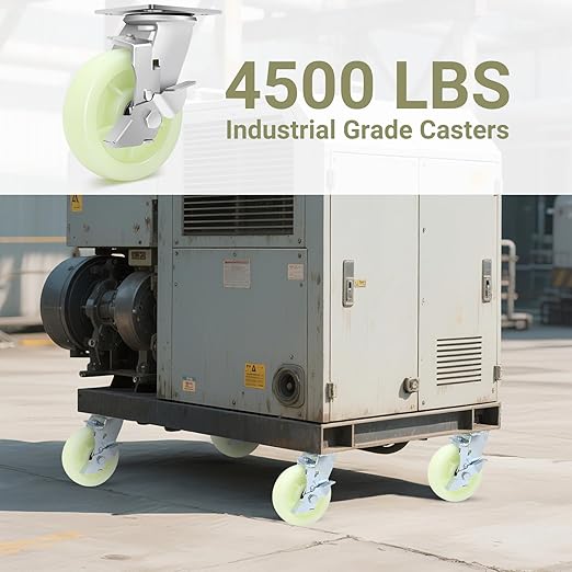 W B D WEIBIDA Heavy Duty Caster Wheels 6 Inch - 4500 LBS, PP Plate Castor Set of 4 with Double Ball Bearings, Non-Marking Quiet Industrial Swivel Casters for Hand Trucks, Carts, Industrial Equipment
