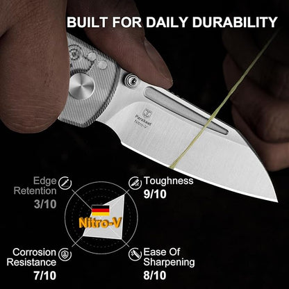 Kizer Parakeet EDC Pocket Knife, 2.46" Nitro-V Blade Folding Knife with Acrylic Handle, Thumb Stud Opener Small EDC Knives for Men Women Camping Hunting V2706A2