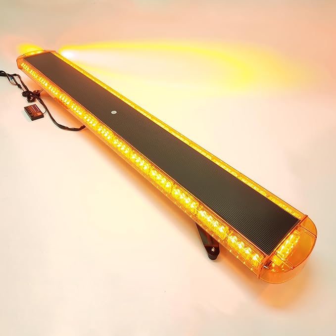 CFLMYYXGS 63" 120 LED Amber Warning Light Bar with Digital Controller 26 Flash Patterns 1W High-Intensity Beacons for Trucks Work Vehicles Weatherproof Emergency Strobe Lights (63 inches 120 LED)