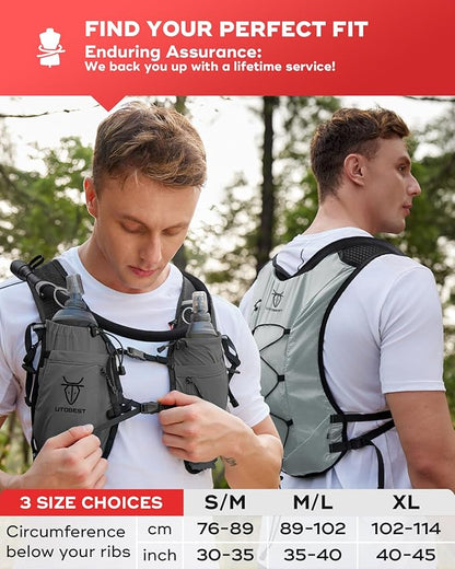 Upgrade Running Hydration Vest 10L, Running Backpack for Women Men Multi-Functional Storage, Adjustable Water Vest for Trail Marathon Race Jogging Cycling