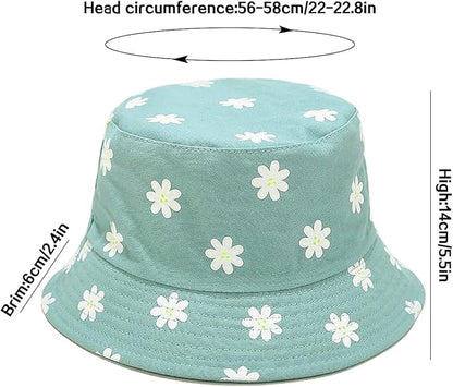 XYIYI Cute Bucket Hat Beach Fisherman Hats for Women, Reversible Double-Side-Wear