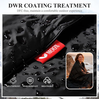 MOOX Down Camping Blanket Packable Backpacking Camping Quilt Outdoor Lightweight Warm Water Resistant Puffy Sleeping Bag Travel Hiking 55"x79" Waterproof Camp Throw Blanket, Black