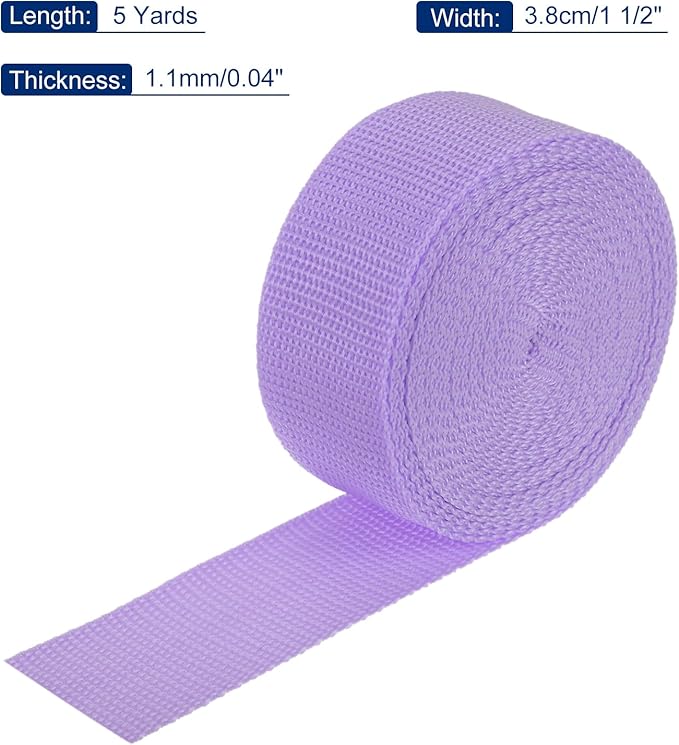 MECCANIXITY Lightweight Polypropylene Webbing Strap 1 1/2" 5 Yard Backpack Strapping Band Lavender Purple for Outdoor Luggage Cargo Straps