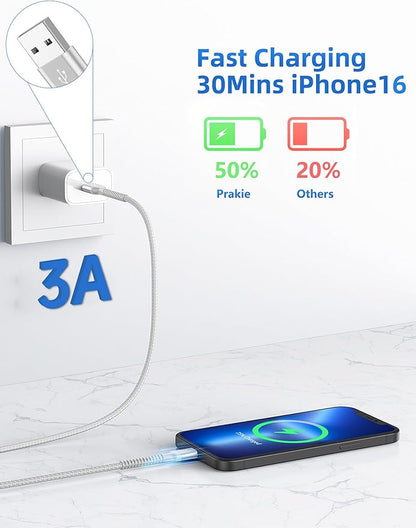 USB A to USB C Cable Fast Charging [2 Pack, 6FT], USB to USB C Charger Cable Upgraded Extra Durable Braided USBC Cable Compatible with iPhone 17 16 15 Pro Max, Samsung Galaxy, LG and More -Silver