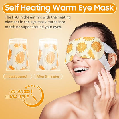 20 Packs Steam Eye Mask, Heated Eye Mask Warm Compress for Eyes, Disposable Self Heating Steam Mask Sleep, Spa, Travel Essentials & Relaxation Gifts for Women, Stocking Stuffers (Sweet Orange)