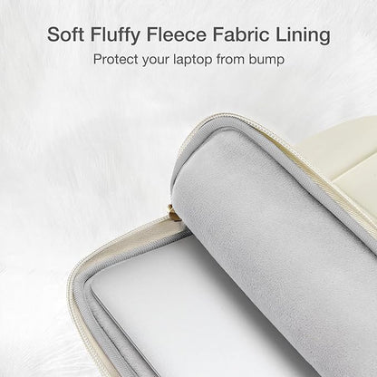 MOSISO 13-14 inch Laptop Case, 13.3 inch Puffy Laptop Sleeve Compatible with MacBook Air/Pro 13 inch, Compatible with MacBook Pro 14, Twelve Square Quilted Bag with Vertical Pocket&Small Case, Sand
