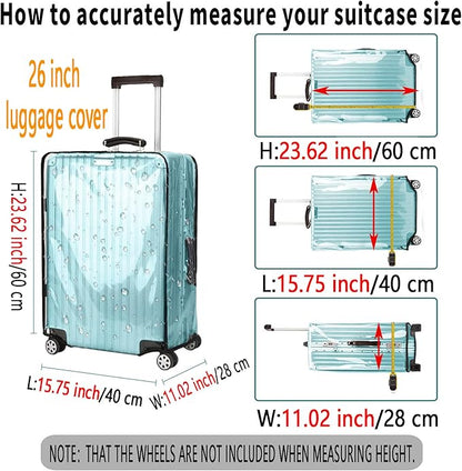 Suitcase Covers for Luggage – TSA Approved Clear PVC Luggage Protector Cover, Thick Transparent Waterproof Sleeve with Large Hook and Loop Closure, Fits 26" Wheeled Suitcases