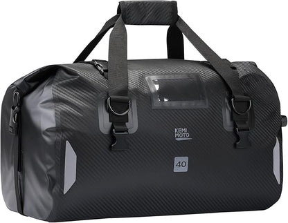 KEMIMOTO Waterproof Motorcycle Dry Bag – Duffle Tail Bag Soft Luggage, 40L/65L Large Capacity with 4 Quick-Release Straps, Dustproof for Touring, Adventure, Motorcycling & Camping