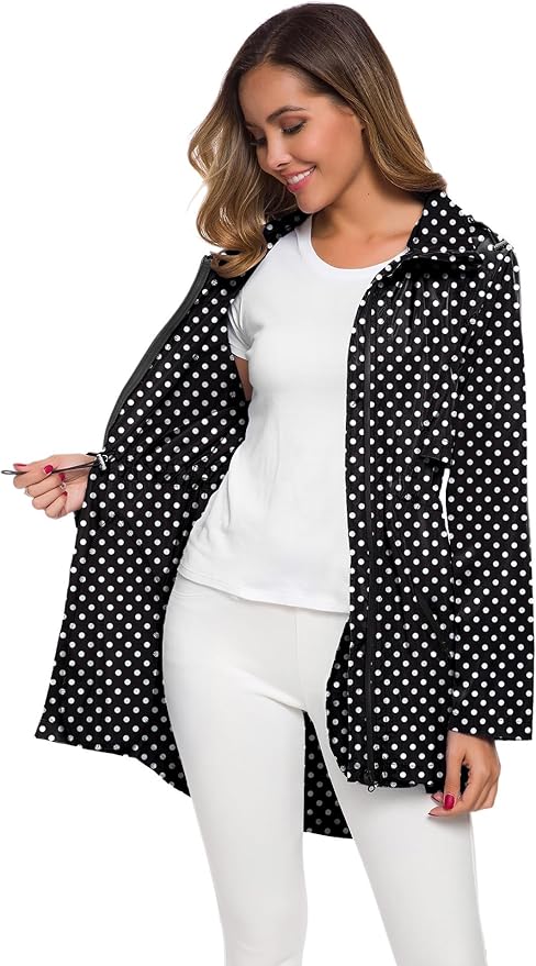Avoogue Women's Long Raincoat with Hood Outdoor Lightweight Windbreaker Rain Jacket Waterproof