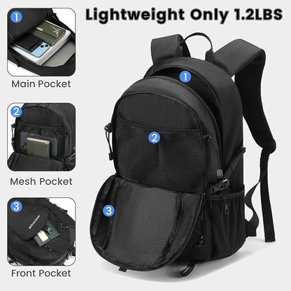 20L Lightweight Hiking Daypack, Small Hiking Travel Backpack for Women men (Black)