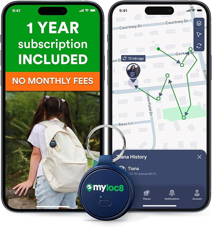 GPS Tracker for Kids with SOS Button – Real Time Tracking Device for Kids, Backpack, Keys - Smart Alerts - Long Battery Life Locator Tag – Android & iOS Compatible (12-Mo Subscription Included)