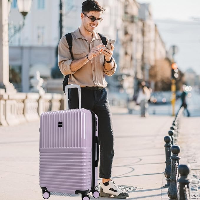 World Traveler Dejuno Tonal 28-Inch Polycarbonate Lightweight Hardside Expandable Spinner Luggage Suitcase with TSA Lock - Lavender