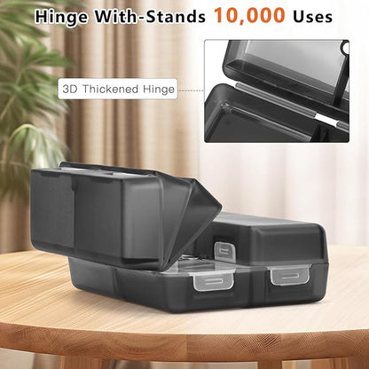 FYY Daily Pill Organizer, 7 Compartments Portable Pill Case Travel Pill Organizer,[Folding Design] Pill Box for Purse Pocket to Hold Vitamins,Cod Liver Oil,Supplements and Medication-Clear Black