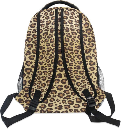 ALAZA Animal Leopard Print Brown Stylish Backpack Purse for Women Girls Kids School Personalized Laptop iPad Tablet Travel School Bag with Multiple Pockets