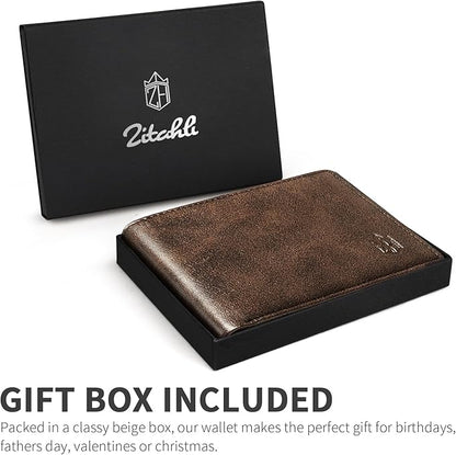 Zitahli Wallet for Men 12 Card Holder Slim Rfid Leather 2 ID Window Wallets With Gift Box Men's Accessories