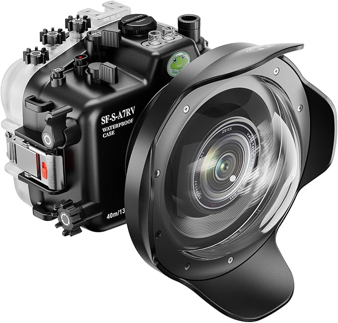 Sea frogs Underwater Camera Case Compatible with Sony A7RV for FE 16-35 F4, 28-70mm with Wide Angle Fisheye Lens IPX8 40m/130ft Maximum Diving Depth A7R-5 Waterproof Camera Housing for Diving A7R-V