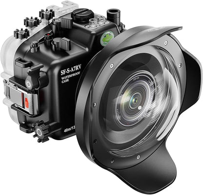 Sea frogs Underwater Camera Case Compatible with Sony A7RV for FE 16-35 F4, 28-70mm with Wide Angle Fisheye Lens IPX8 40m/130ft Maximum Diving Depth A7R-5 Waterproof Camera Housing for Diving A7R-V