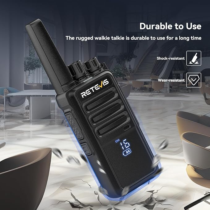 Retevis RT68H Walkie Talkies for Adults Long Range,Portable FRS Two-Way Radios Rechargeable,Intuitive,Channel Power Display, with 6 Way Multi Charger,Hands Free Walkie Talkies with Earpiece (6 Pack)
