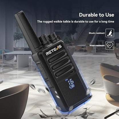 Retevis RT68H Walkie Talkies for Adults Long Range,Portable FRS Two-Way Radios Rechargeable,Intuitive,Channel Power Display, with 6 Way Multi Charger,Hands Free Walkie Talkies with Earpiece (6 Pack)