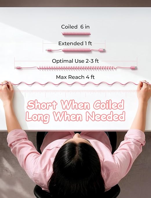 LISEN Pink USB C Cable, Gifts for Women 2 Pack for Android Auto & CarPlay Cable, Type C Charger Pink Compatible with iPhone 17/16 Galaxy S25/S24 Car Accessories for Women Wife Girlfriend Sisters 4FT