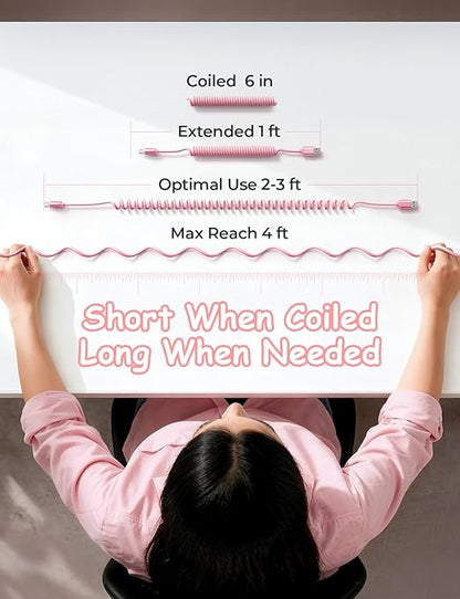 LISEN Pink USB C Cable, Gifts for Women 2 Pack for Android Auto & CarPlay Cable, Type C Charger Pink Compatible with iPhone 17/16 Galaxy S25/S24 Car Accessories for Women Wife Girlfriend Sisters 4FT