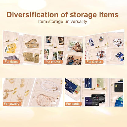Travel Jewelry Case Organizer for Women, Jewelry Storage Book with Small Pouch, Travel Jewelry Bag Case for Traveling Earrings, Rings, Bracelet Organizer (Inner Pages, 3 PCS, Beige)