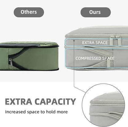 BAGAIL 4 Set/6 Set/8 Set Compression Packing Cubes Travel Accessories Expandable Packing Organizers (Square Mesh, 06-Grey)