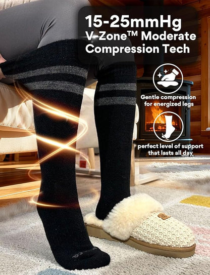 Alpaca Wool Heavyweight 15-25 mmHg Knee High Compression Support Socks Thick Winter Thermal Warm Soft Travel Flying