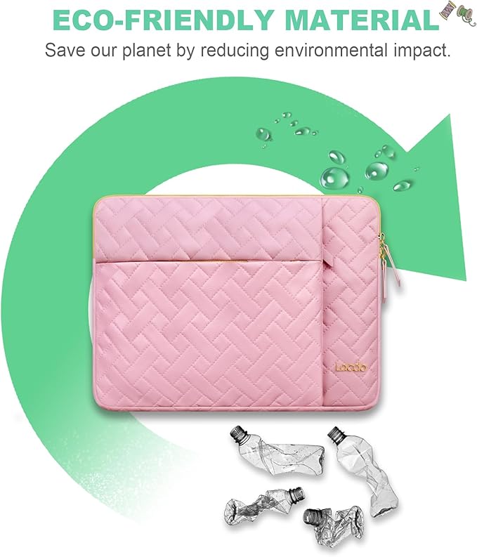Lacdo 14 Inch Laptop Sleeve Case for HP Lenovo Dell ASUS Chromebook 14 / HP Pavilion Stream 14 / Dell Inspiron 14 / Lenovo IdeaPad 14 / Aspire/ASUS ZenBook Computer Bag Water-Resistant, Sakura Pink