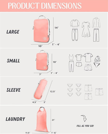 Compression Packing Cubes Set for Travel - Lightweight, Durable Clothes Organizer for Carry-On Luggage and Suitcases by TRIPPED Travel Gear