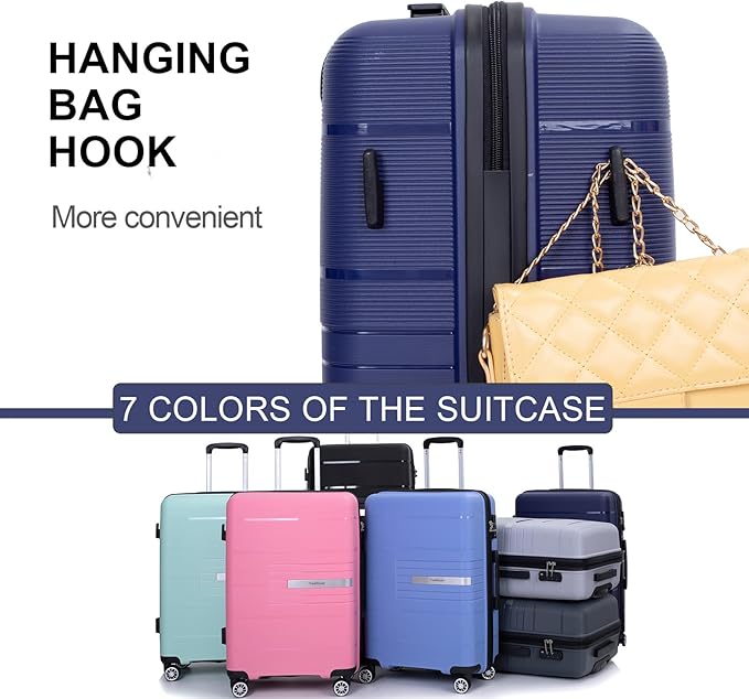 Travelhouse Luggage Sets, Expandable Hardside Suitcases 24in/28in, Carry on 20in,3 Piece Set Travel Luggages Clearance with Double Spinner Wheels TSA Lock Lightweight (Blue-1206)