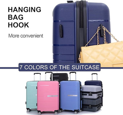 Travelhouse Luggage Sets, Expandable Hardside Suitcases 24in/28in, Carry on 20in,3 Piece Set Travel Luggages Clearance with Double Spinner Wheels TSA Lock Lightweight (Blue-1206)