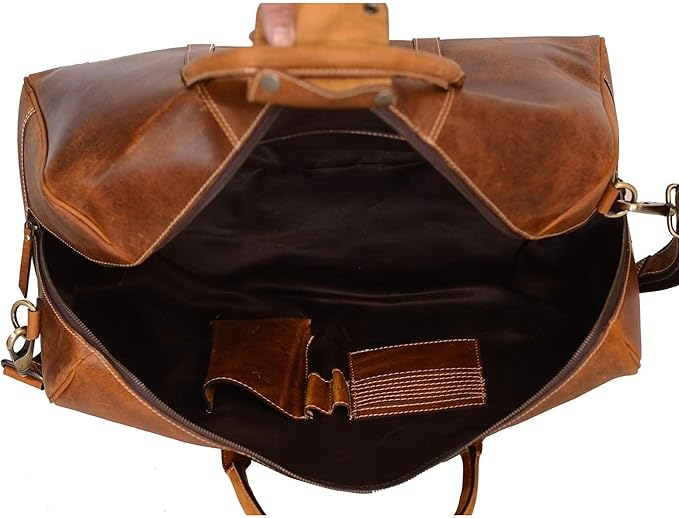KomalC Leather Duffle Bags for Men and Women Travel Overnight Weekend sports bag holdall Gym Duffel for Men