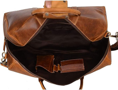 KomalC Leather Duffle Bags for Men and Women Travel Overnight Weekend sports bag holdall Gym Duffel for Men