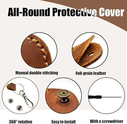 Timyca for Airtag Holder Keychain-Genuine Leather for Airtag Keychain Holder 4 Pack,Handmade for Air Tag Case Scratch-Resistant Leather Key Chain Ring Compatible for Airtag,Dog Collar,Luggage