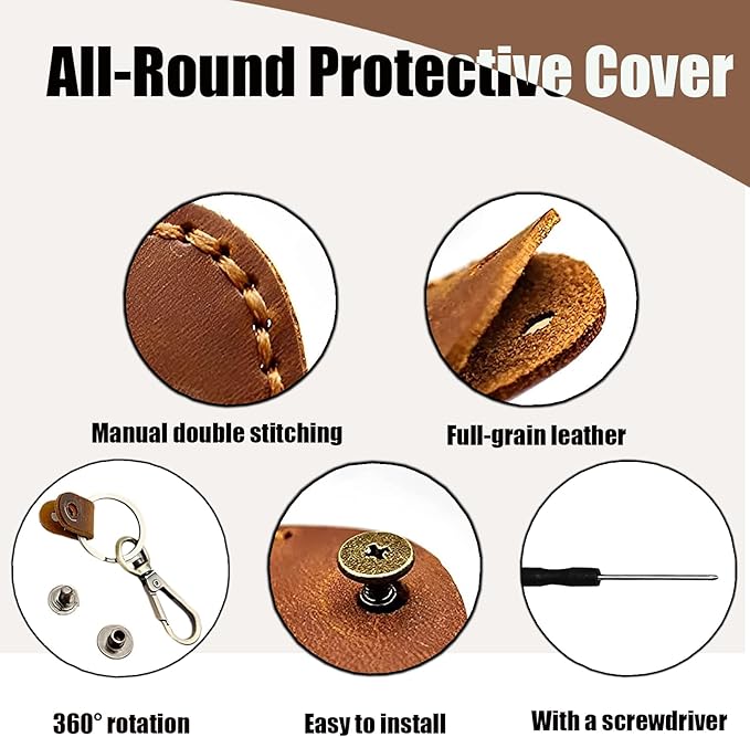 Timyca for Airtag Holder Keychain-Genuine Leather for Airtag Keychain Holder 2 Pack,Handmade for Air Tag Case Scratch-Resistant for Airtag Leather Key Chain Ring Compatible for Apple Airtag,Luggage