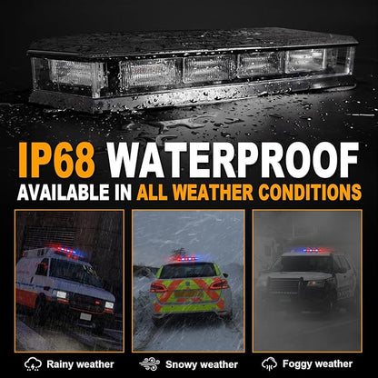 ASPL 16.5 Inch Roof Top Beacon Emergency Strobe Light 56 LED Magnetic Warning Caution lights bar Traffic Hazard Plow Light for Trucks Vehicles Construction Snowplow (Red/Blue)