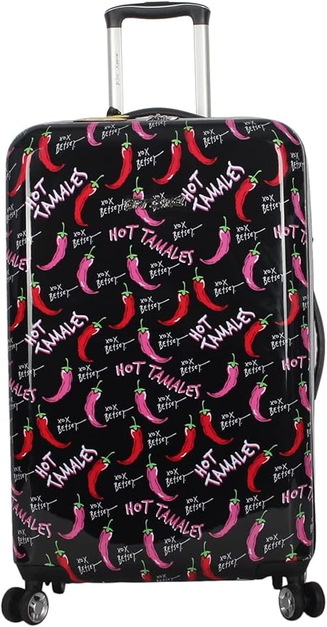 Betsey Johnson 26 Inch Checked Luggage Collection - Expandable Scratch Resistant (ABS + PC) Hardside Suitcase - Designer Lightweight Bag with 8-Rolling Spinner Wheels (TAMALE, 26in)