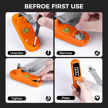 pack all 110 Lbs Luggage Scale, Digital Handheld Baggage Scale, Travel Suitcase Weight Scale with LCD Display, Battery Included, Orange
