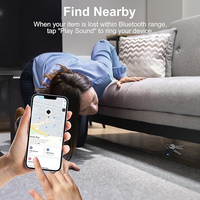 Bluetooth Tracker Tag 1 Pack, Work with Apple Find My (iOS Only, Not for Android), Item Finder for Keys, Backpack, Suitcase, Wallet, Luggage, Black