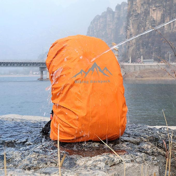 SING F LTD Safe Backpack Rain Cover 35L Reflective Cross Buckle Straps Waterproof Bag Cover with Storage Bag Outdoor Camping Travel Rainproof Orange