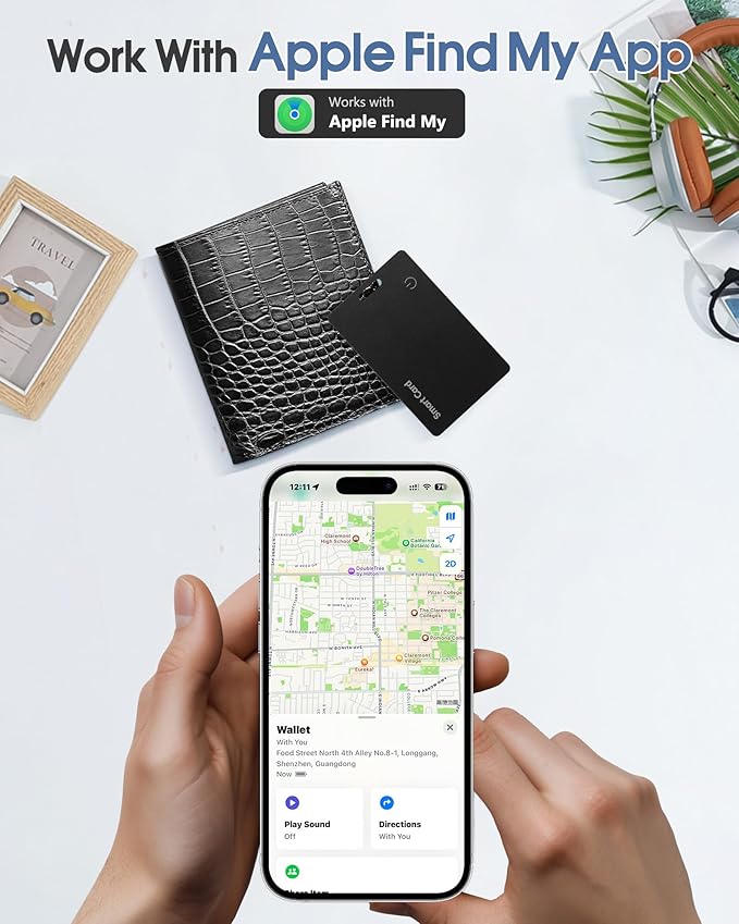 Upgrade Wallet Tracker Card,Ultra-Thin Air Tag Wallet Finder, GPS Tracker Item Locator Battery Smart Card IP68 Waterproof,Work with Apple Find My APP, iOS Only