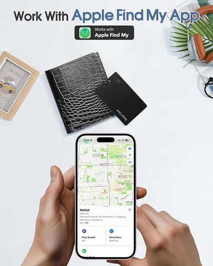 Upgrade Wallet Tracker Card,Ultra-Thin Air Tag Wallet Finder, GPS Tracker Item Locator Battery Smart Card IP68 Waterproof,Work with Apple Find My APP, iOS Only