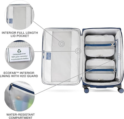 Travelpro VersaPack+ Lightweight Softside Expandable Checked Luggage, 8 Spinner Suitcase, TSA Lock, Men and Women, Checked Large 29-Inch, Estate Blue