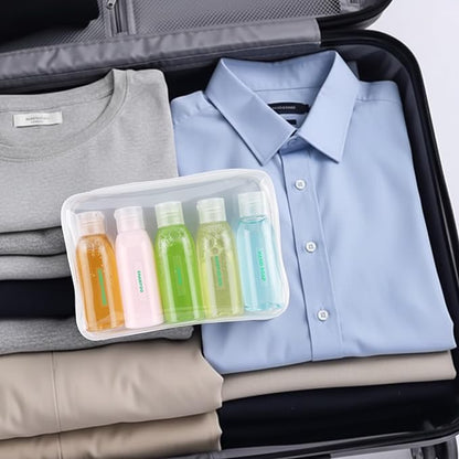 Cosywell Travel Shampoo Bottles 5pcs 3.4oz TSA Approved Travel Bottles for Toiletries Leak Proof Small Plastic Squeeze Bottle Refillable Lotion Containers with Flip Cap(Clear)
