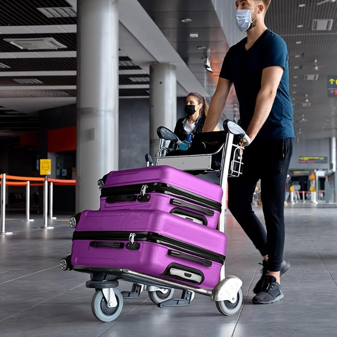 Karl home Luggage Sets 3 Piece, ABS Hardside Suitcase Set with Double Spinner Wheels & TSA Lock for Travel Business, 3-Piece Set (20/24/28), Purple