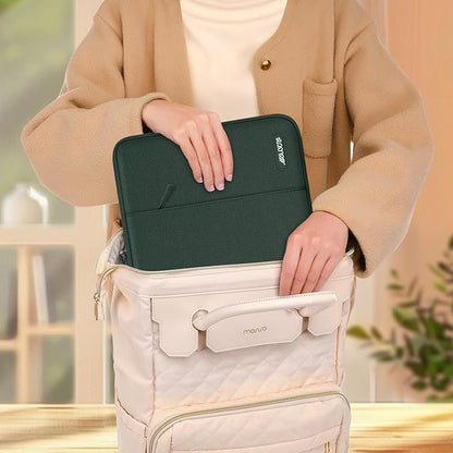 MOSISO Laptop Case 16 inch, 15-15.6 inch Laptop Sleeve Compatible with MacBook Pro 16 M4 M3 M2 M1, HP Acer Dell Lenovo ASUS Notebook, Polyester Vertical Computer Sleeve Bag with Pocket, Midnight Green