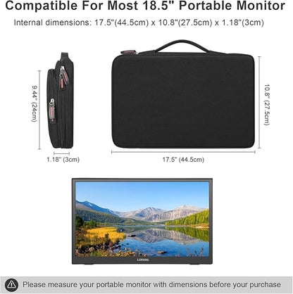 18.5 Inch Portable Monitor Case, 18.5 inch Laptop Protective Carrying Cover with PU Handle, Large Accessory Pocket and Water Resistant for Travel Monitor Bag Display Screen Sleeve, Black