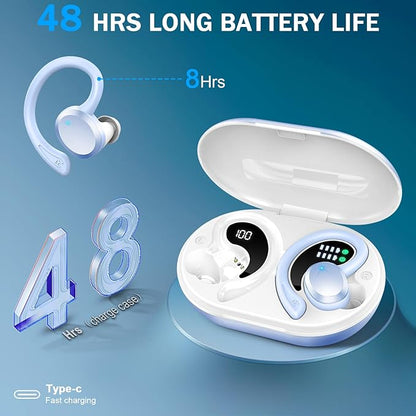 Wireless Earbud, Bluetooth 5.4 Headphones IP7 Waterproof for Sport, 48H Running Wireless Earphones with ENC Noise Cancelling Mic, Deep Bass Over Ear bud with Earhooks for Android, iOS, Workout, Gym