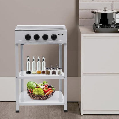Natural Gas Stove, 4 Burner, Auto Ignition Portable Gas Stove with Support Leg Stand and Wind Blocking Cover Adapter for Rv Apartment Outdoor Cooking (White)